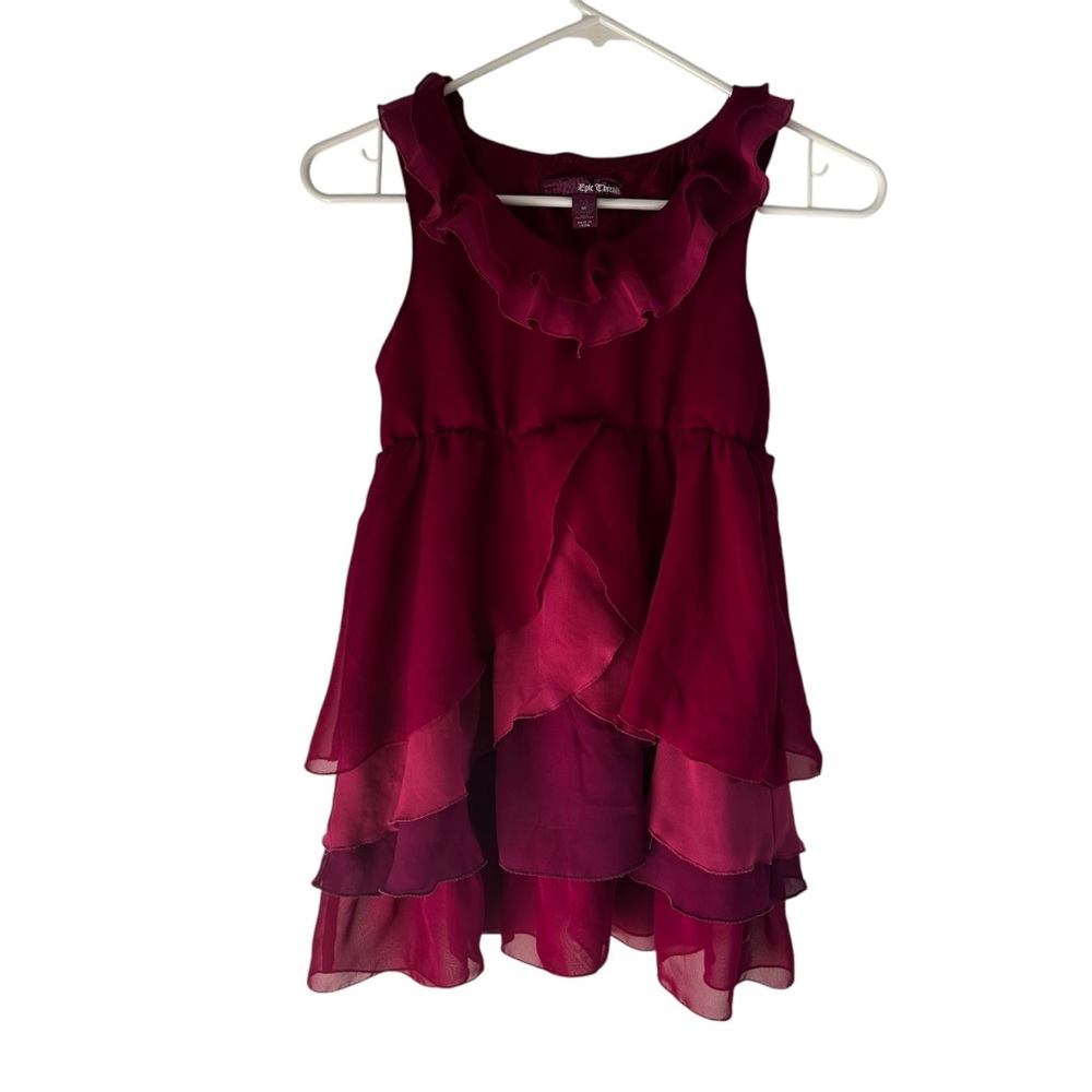 Epic Threads Fuchsia two tone Ruffle Dress